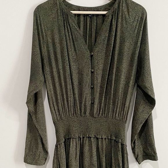 RAILS Women's Jasmine Dress Olive Speckled Lightweight Smocked Size Medium - Picture 3 of 12